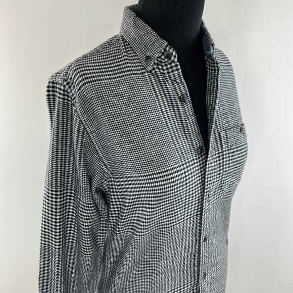 J. Crew Gray Houndstooth Long Sleeve Button-Down Elbow Patch Shirt Size XS - Picture 4 of 9